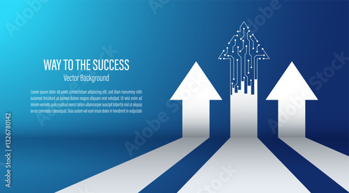 Circuit arrow growth up the business success goal target technology. Tech growth and innovation. Business and financial strategy concept. Vector illustration.