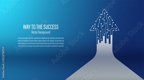 Circuit arrow growth up the business success goal target technology. Tech growth and innovation. Business and financial strategy concept. Vector illustration.