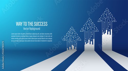 Circuit arrow growth up the business success goal target technology. Tech growth and innovation. Business and financial strategy concept. Vector illustration.