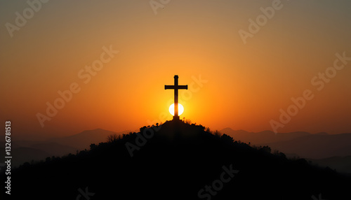 Sunset Cross Silhouette: Faith, Hope, Sunrise