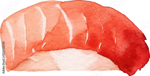 Watercolor painted sushi. Hand drawn fresh seafood design element isolated on white background.