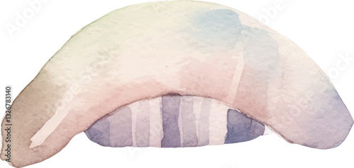 Watercolor painted sushi. Hand drawn fresh seafood design element isolated on white background.