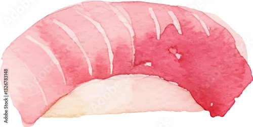 Watercolor painted sushi. Hand drawn fresh seafood design element isolated on white background.