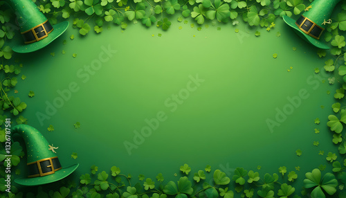 St. Patrick's Day Background: Green Clover & Hats