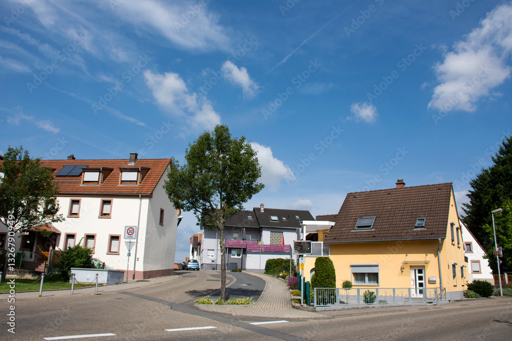 Obraz premium Classic building vintage style at Sandhausen district and village in Heidelberg, Germany
