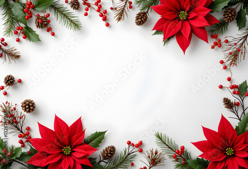 Christmas Poinsettia Border Frame