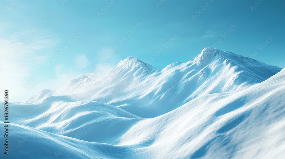 Fototapeta premium A breathtaking winter landscape covered in fresh, untouched snow under a clear blue sky