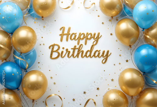 Happy Birthday Balloons: Gold & Blue Party Decor