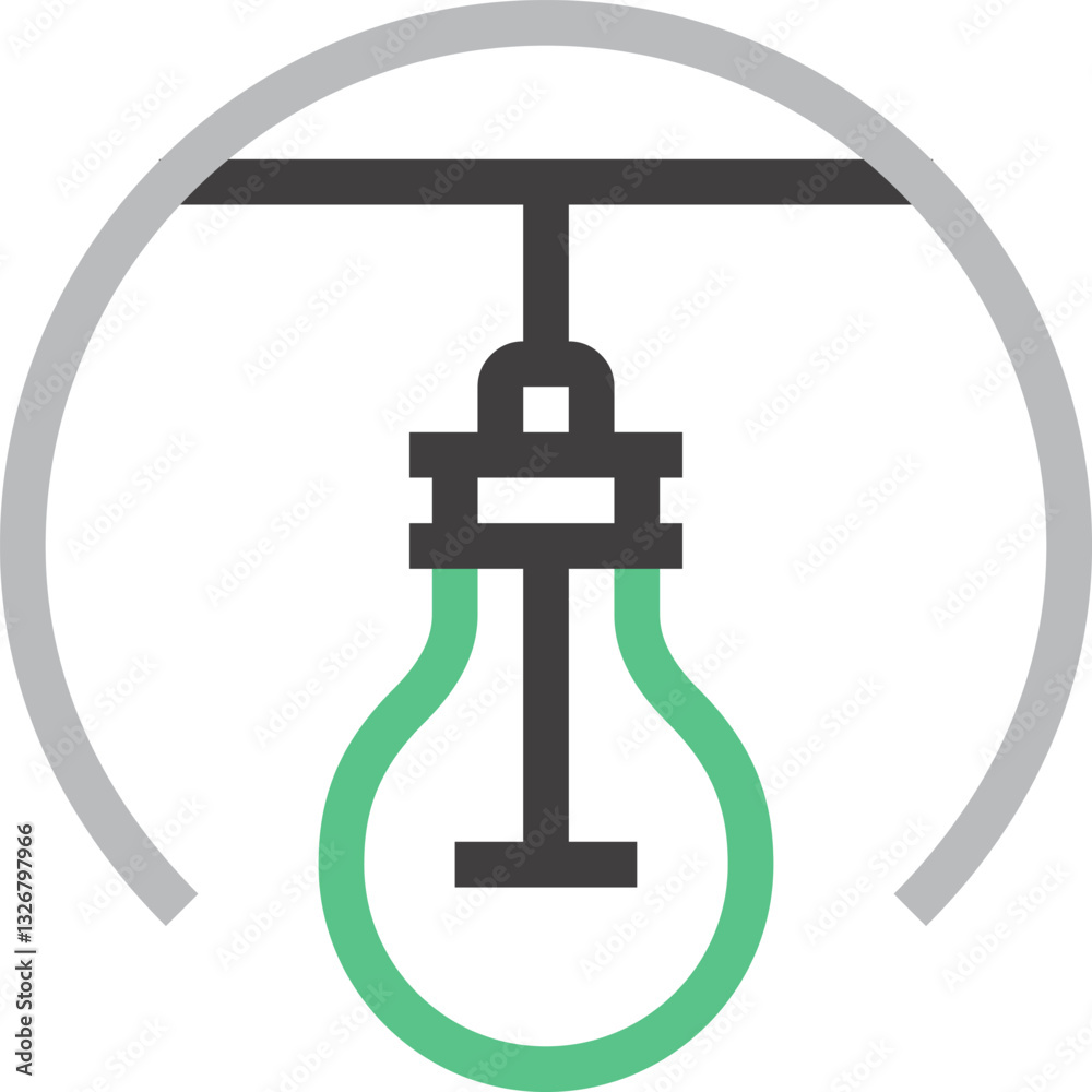 hanging light bulb flat line web icon concept hanging light bulb flat line web icon concept