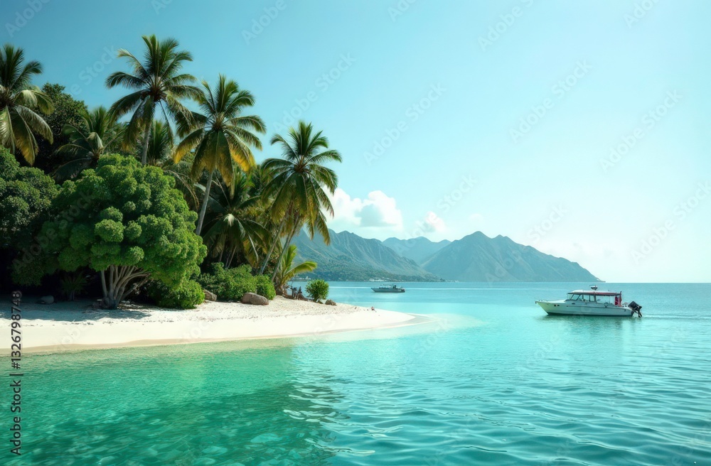 Fototapeta premium tropical beach with palm trees