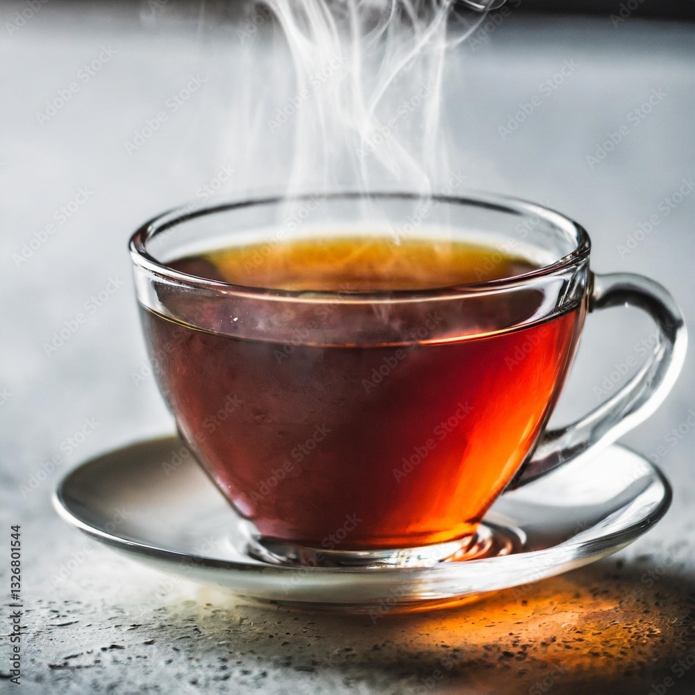 Steaming Cup of Tea on a White Background Perfect for Breakfast or Dinner Steaming Cup of Tea on a White Background Perfect for Breakfast or Dinner