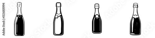 Different styles of sparkling wine bottles displayed on a clean surface during a celebration event