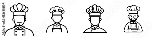 Various chef icons displaying different styles, professions, and expressions for culinary representation