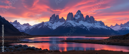 Twilight Descends on Torres del Paine Where the Jagged Peaks Stand Tall photo