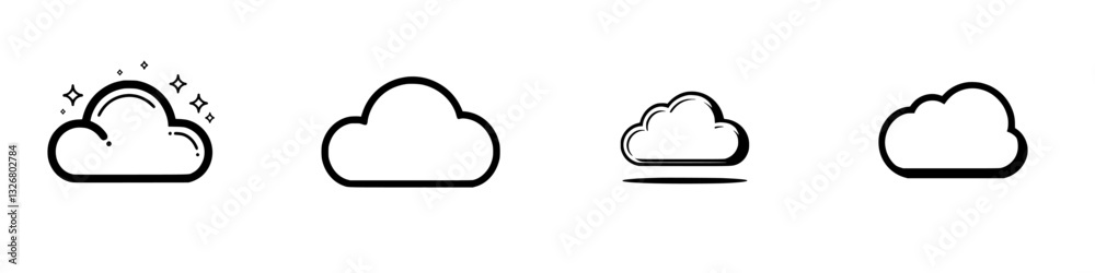 Different styles of clouds illustrated in a simple and modern design for creative projects and educational use Different styles of clouds illustrated in a simple and modern design for creative projects and educational use