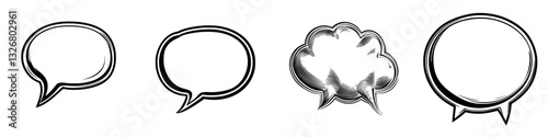 Various speech bubble designs for communication in creative projects or storytelling