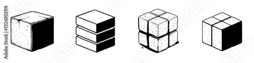 Unique designs of sugar cubes showcasing various shapes and arrangements, highlighting the simplicity of everyday items