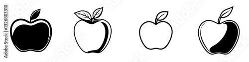 Unique apple illustrations showcasing various styles and designs in a minimalist format on a clean background
