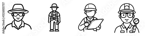 Construction workers preparing for a project with safety gear and tools in an outdoor environment during daylight hours