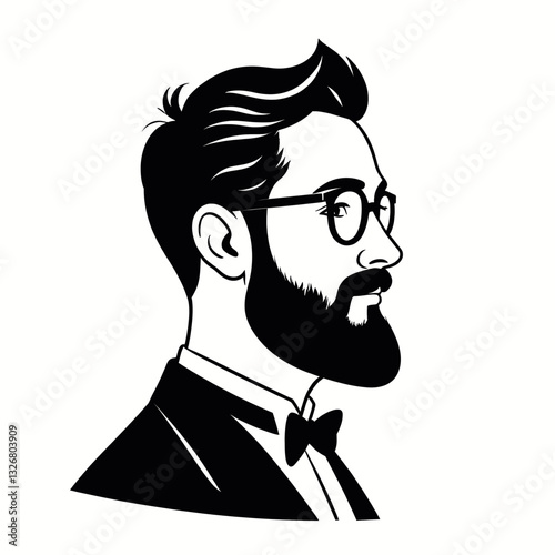 Bearded man in glasses with tuxedo and bow tie art