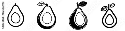Illustrations of avocados showcasing different styles and designs in a creative, minimalist approach