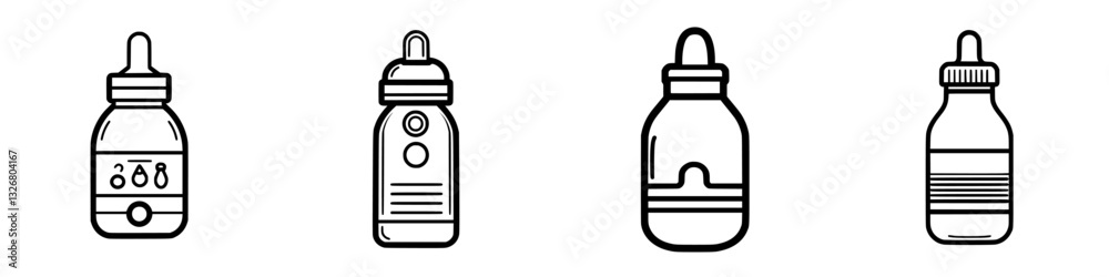 Variety of baby bottles in different designs and sizes displayed against a white background Variety of baby bottles in different designs and sizes displayed against a white background