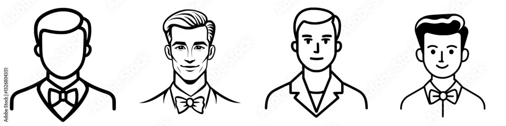 Characters in formal attire diverse expressions and styles suitable for various occasions Characters in formal attire diverse expressions and styles suitable for various occasions
