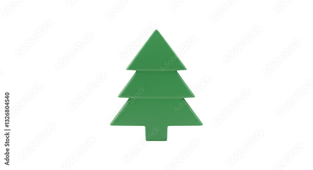Isolated Green Christmas Tree Simple Decoration on White Background Isolated Green Christmas Tree Simple Decoration on White Background