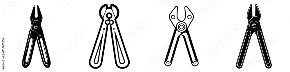 Collection of various tools including pliers and multitool displayed side by side on a light background for easy comparison Collection of various tools including pliers and multitool displayed side by side on a light background for easy comparison