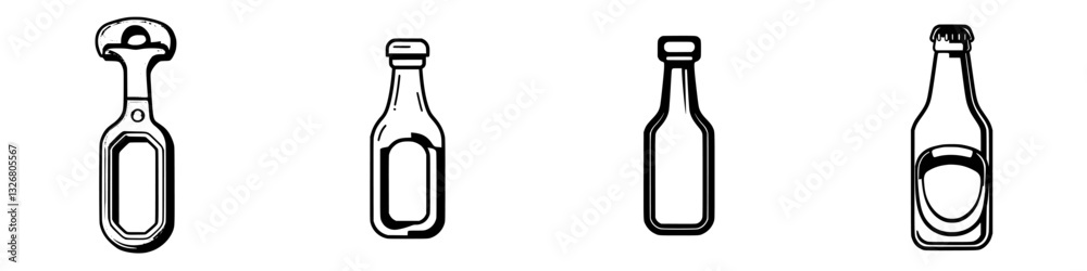 Collection of vintage bottle illustrations showcasing various designs and shapes for artistic inspiration and reference