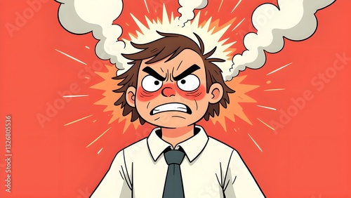 Cartoon character burning in anger