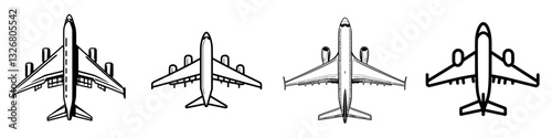 Various designs of airplanes showcasing top views in different styles with clear lines and shapes