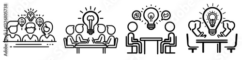 Group collaboration activities for brainstorming and problem-solving in a creative workspace