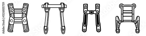Detailed illustration of various mechanical components used for support or stabilization in machinery or robotics