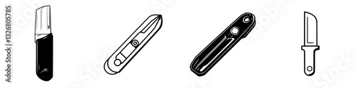 Collection of various utility knives displayed on a white background showcasing different designs and functionalities