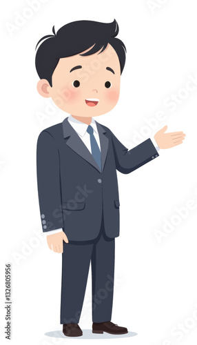 Cartoon Businessman with Suit and Hand Outstretched