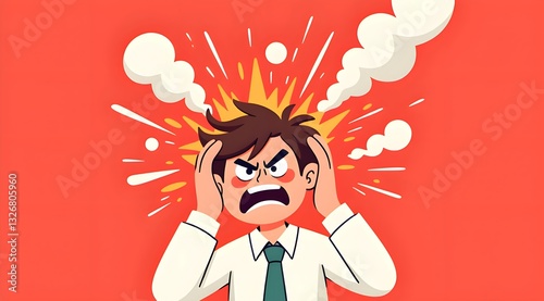 Cartoon character burning in anger