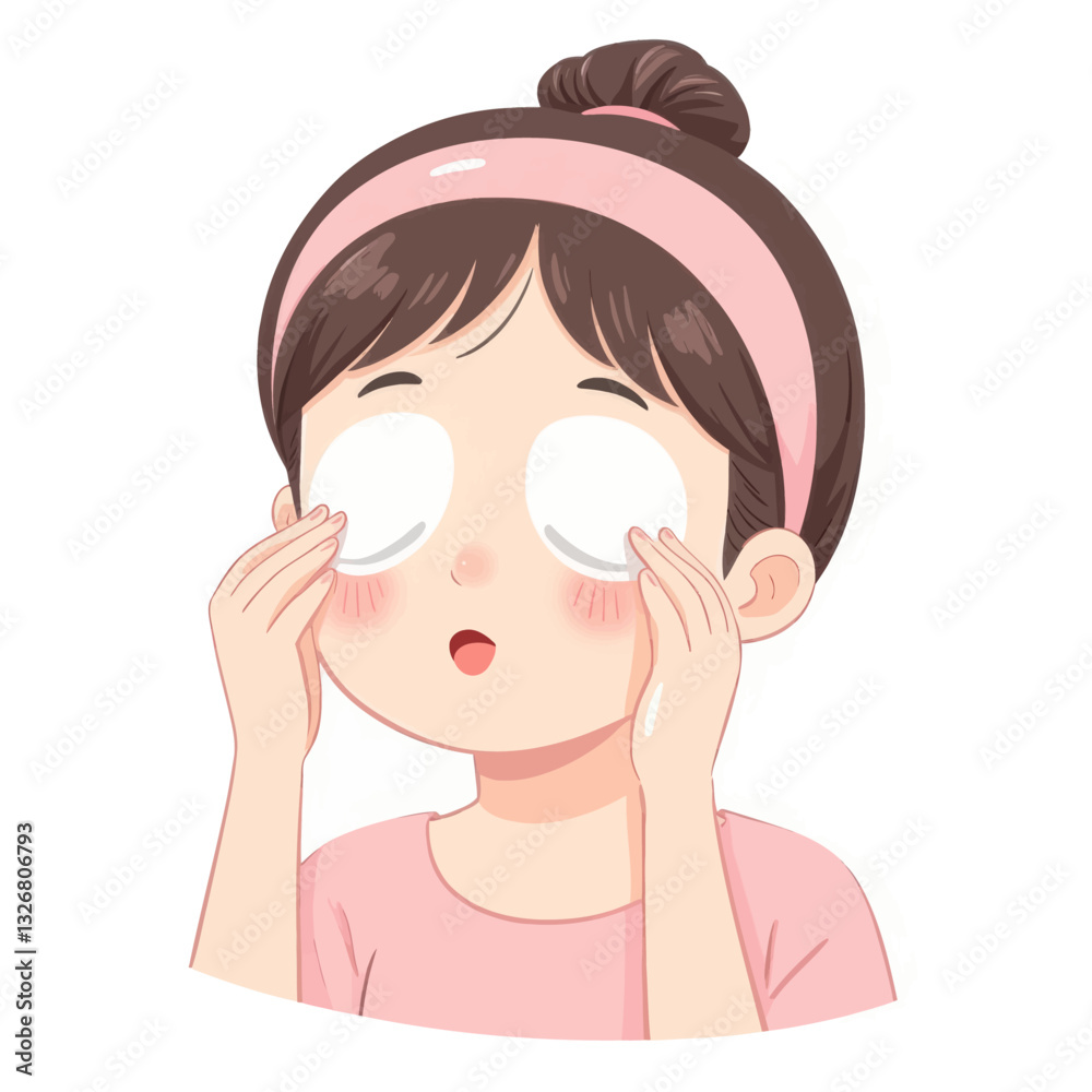 Cartoon girl removing makeup with cotton pads
Cartoon girl removing makeup with cotton pads