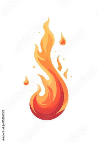 Cartoon fire flame with orange and red gradient