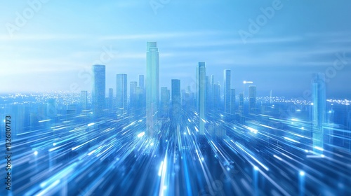 blue future cityscape