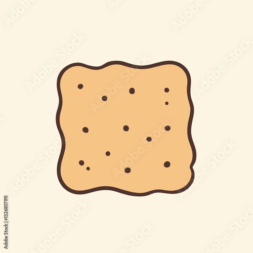 Cartoon square cracker with dark brown dots