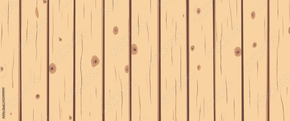 Fototapeta premium Cartoon Wood Planks with Knots Texture Background