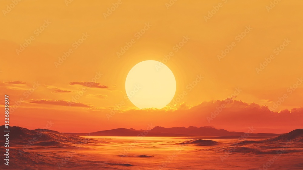 Naklejka premium Sunset orange solid background warm and glowing.