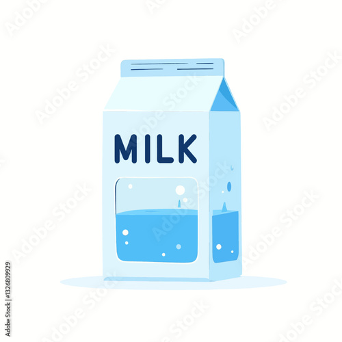 Cute cartoon milk carton with blue liquid inside