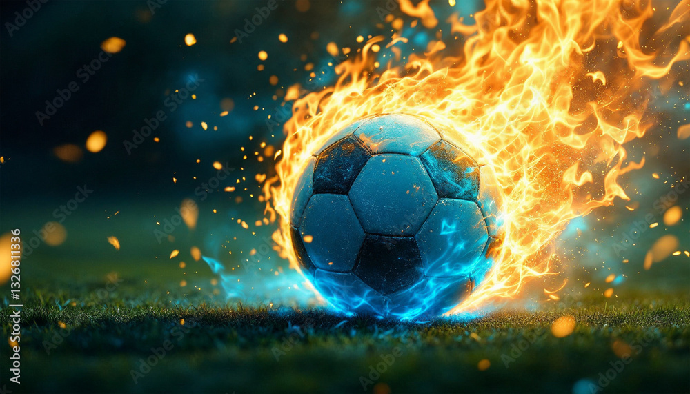 Naklejka premium ball soccer fire