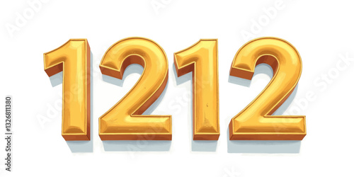 Golden 1212 Number Graphic on White