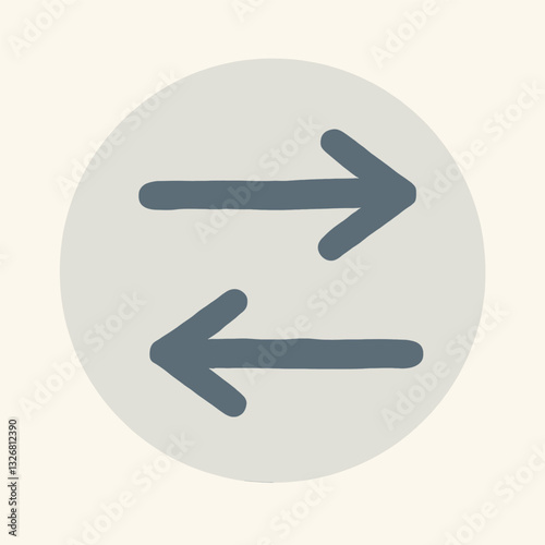 Grey bidirectional arrows circle icon, transfer symbol