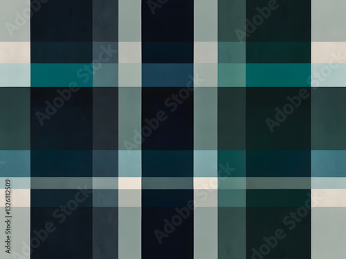 Image is a digital abstract artwork featuring a geometric pattern composed of various shapes, including circles, semi-circles, and rectangles. The layout is a grid-like arrangement with a harmonious