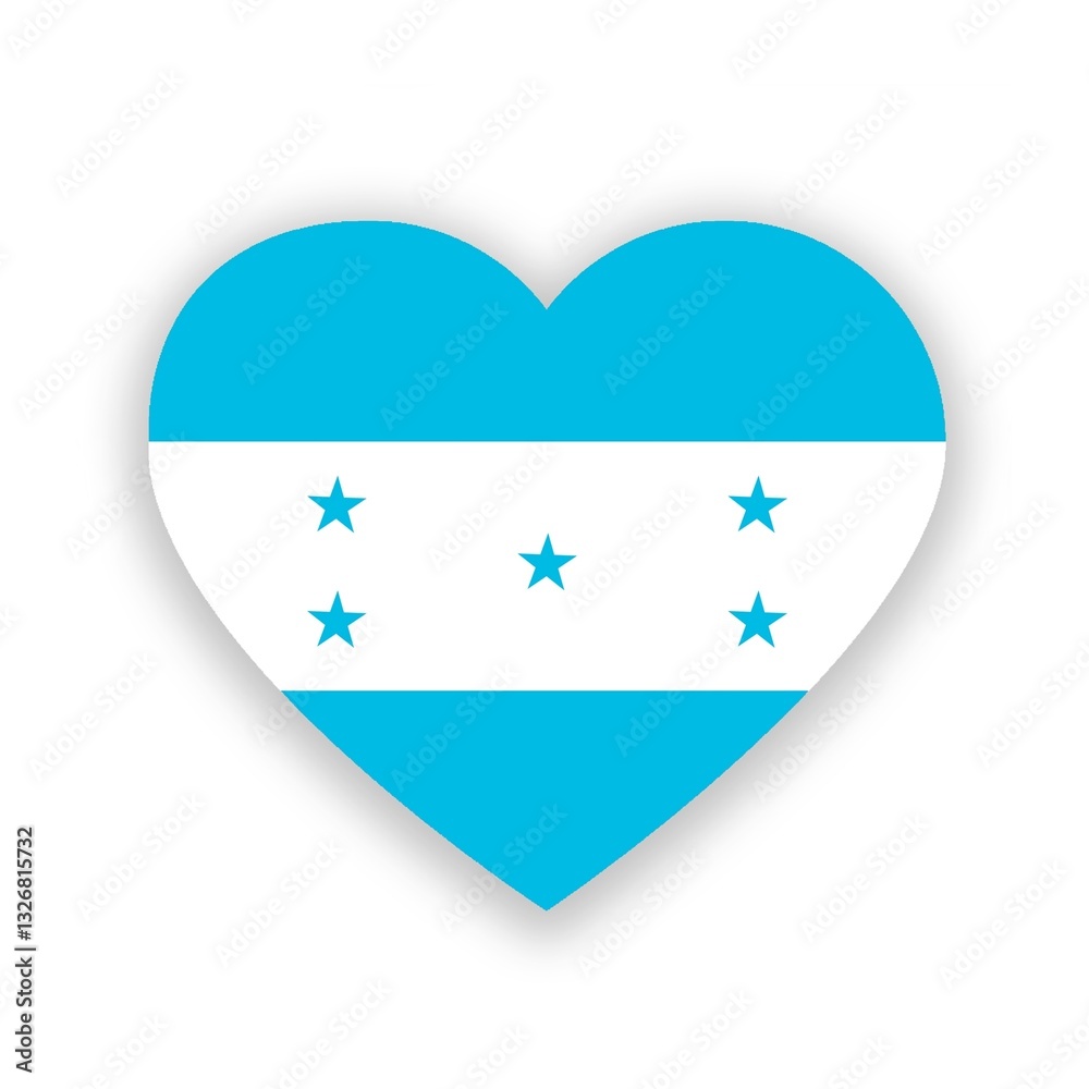 Honduras national flag in heart shape isolated on white. Illustration Honduras national flag in heart shape isolated on white. Illustration