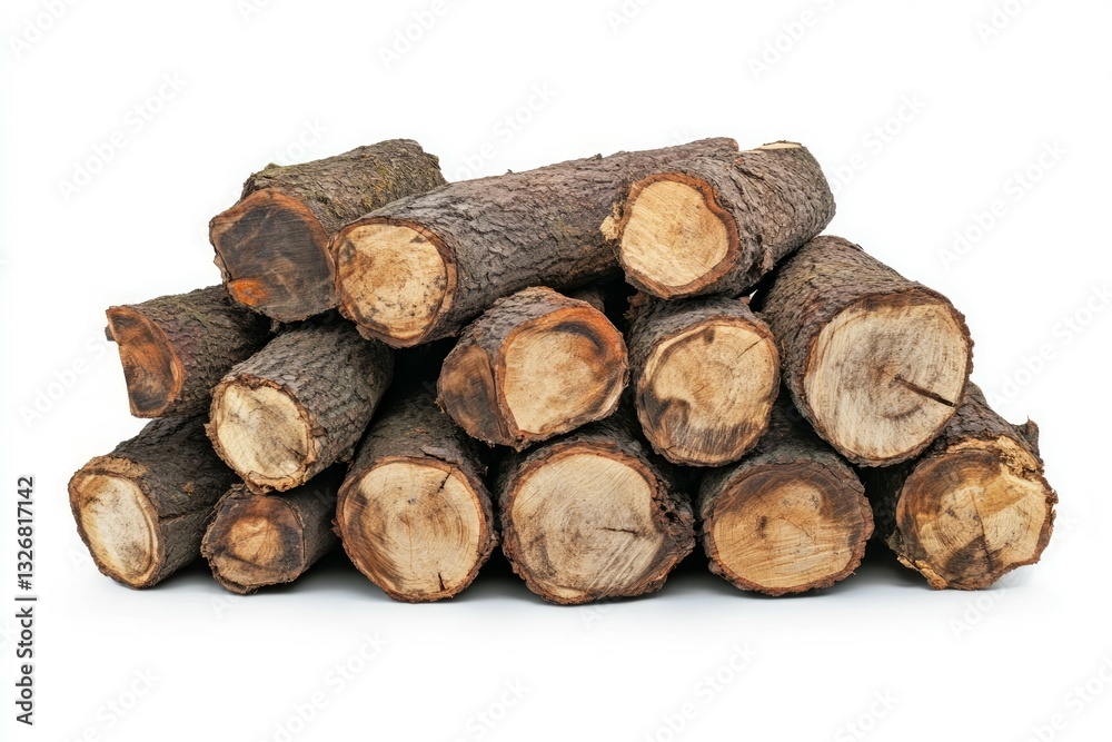 Stack of logs on white background. Neural network AI generated Stack of logs on white background. Neural network AI generated